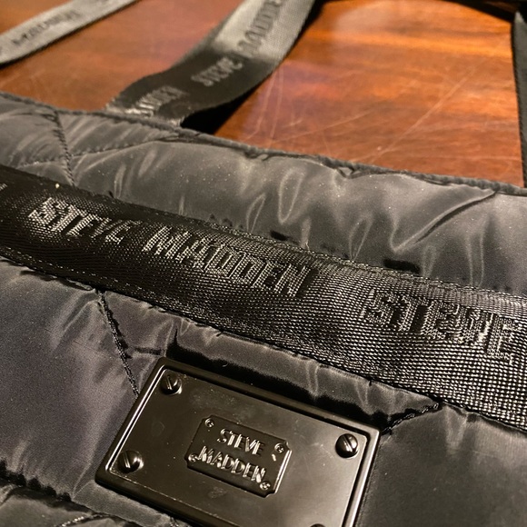 Steve Madden Quilted Black Duffel Bag - Picture 2 of 8